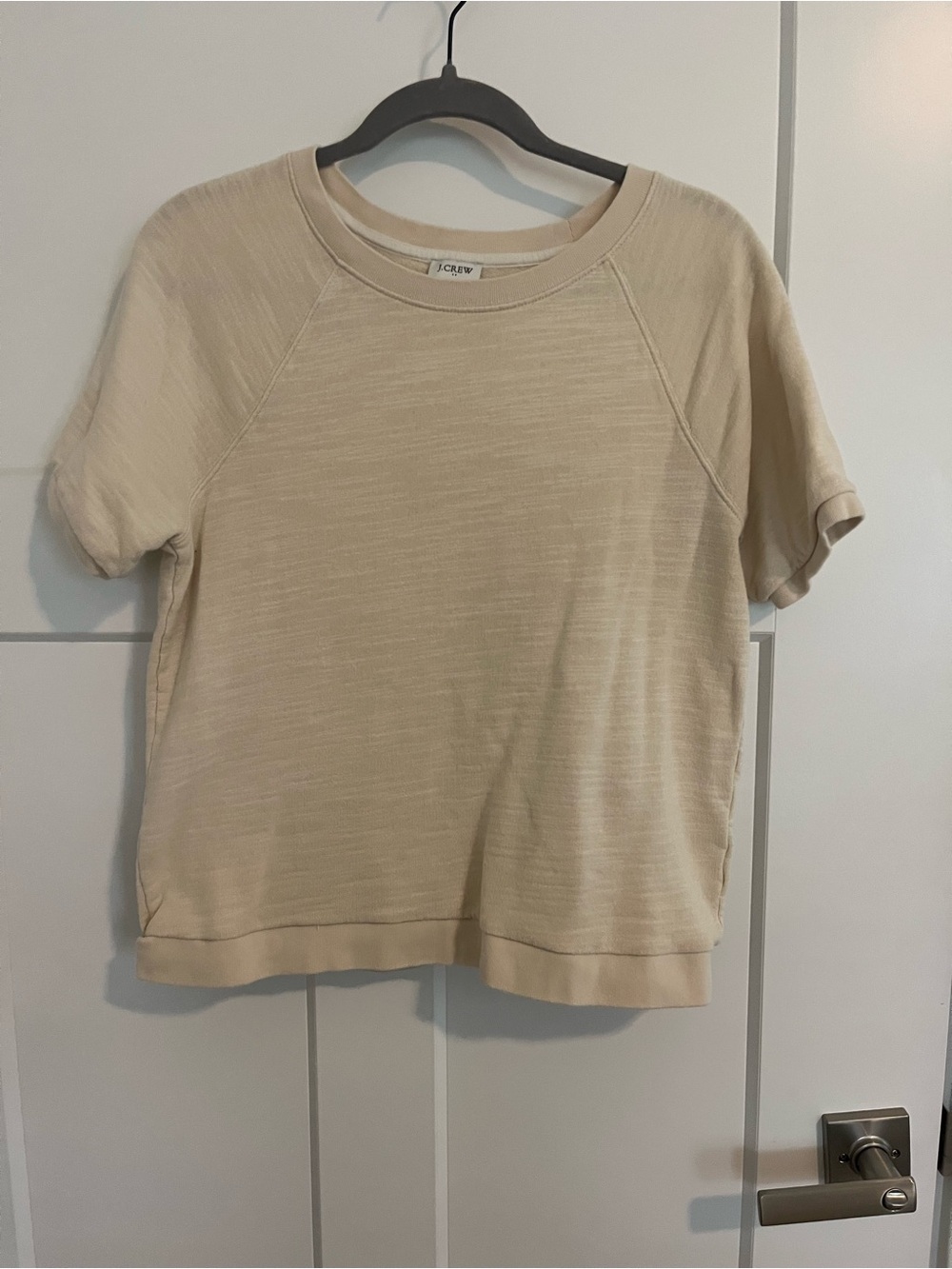 J. Crew Beige/Cream Short-Sleeve Boxy Sweatshirt